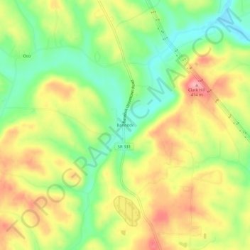 Mapa topográfico Bannock, altitude, relevo