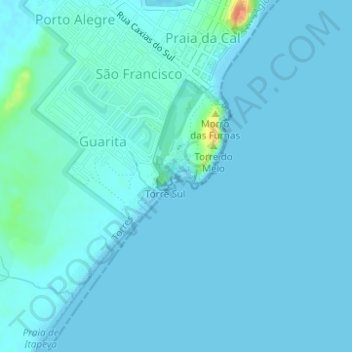 Mapa topográfico Guarita, altitude, relevo