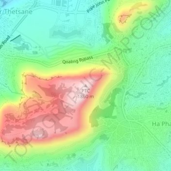 Mapa topográfico PTC, altitude, relevo