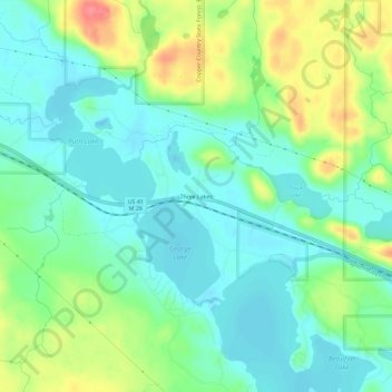 Mapa topográfico Three Lakes, altitude, relevo