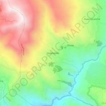 Mapa topográfico Huayllapata, altitude, relevo