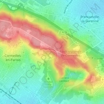 Mapa topográfico Bois des Croles, altitude, relevo