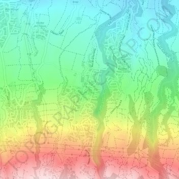 Mapa topográfico Ravine Coco, altitude, relevo