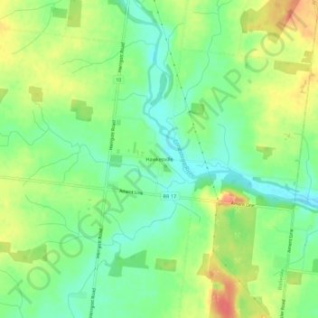 Mapa topográfico Hawkesville, altitude, relevo