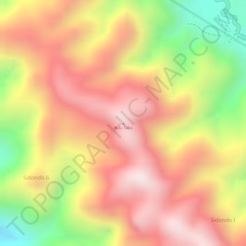 Mapa topográfico Bulu Taba, altitude, relevo