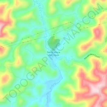Mapa topográfico Santa Vitória dos Cocais, altitude, relevo