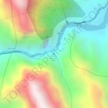Mapa topográfico El Velo de La Novia, altitude, relevo