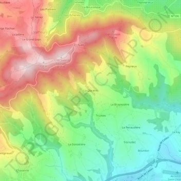 Mapa topográfico La Glacière, altitude, relevo