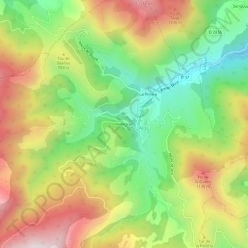 Mapa topográfico Perteguet, altitude, relevo
