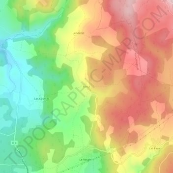 Mapa topográfico Ferluc, altitude, relevo