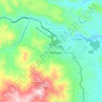 Mapa topográfico Siglo XX, altitude, relevo