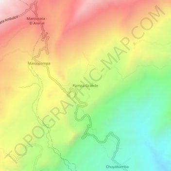 Mapa topográfico Pampa Grande, altitude, relevo