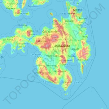 Mapa topográfico North Cotabato, altitude, relevo