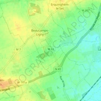 Mapa topográfico Ligny, altitude, relevo