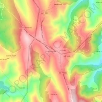 Mapa topográfico Casa Fonchave, altitude, relevo