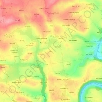 Mapa topográfico Liny, altitude, relevo