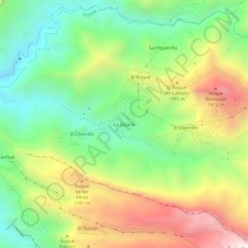 Mapa topográfico La Solana, altitude, relevo
