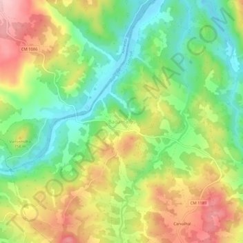 Mapa topográfico Badamalos, altitude, relevo