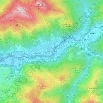 Mapa topográfico Narvarte, altitude, relevo