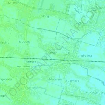 Mapa topográfico Grogol, altitude, relevo