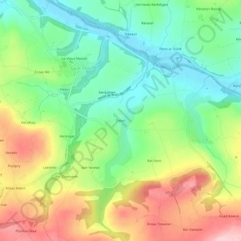 Mapa topográfico Trevel, altitude, relevo