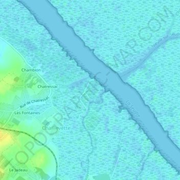 Mapa topográfico Chatressac-Chaillevette, altitude, relevo