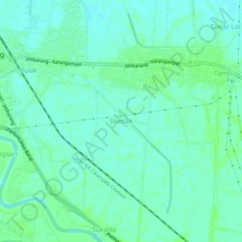 Mapa topográfico Sleman, altitude, relevo