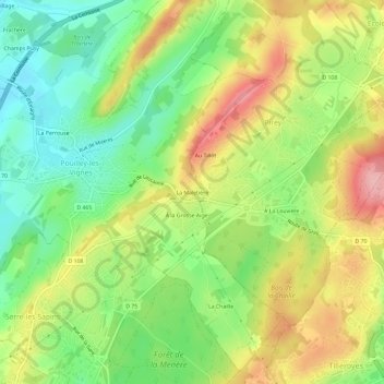 Mapa topográfico La Maletière, altitude, relevo