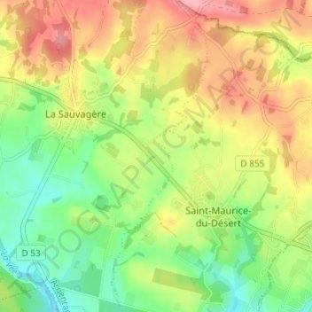 Mapa topográfico Les Nouettes, altitude, relevo