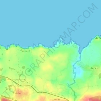 Mapa topográfico El Infiesto, altitude, relevo