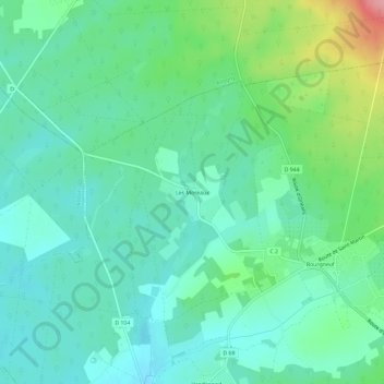 Mapa topográfico Les Moreaux, altitude, relevo