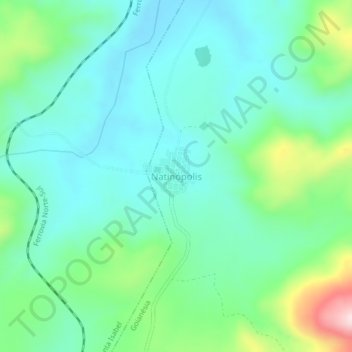 Mapa topográfico Natinópolis, altitude, relevo