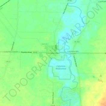 Mapa topográfico Columbia Center, altitude, relevo
