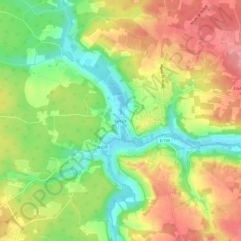 Mapa topográfico Gueyze, altitude, relevo