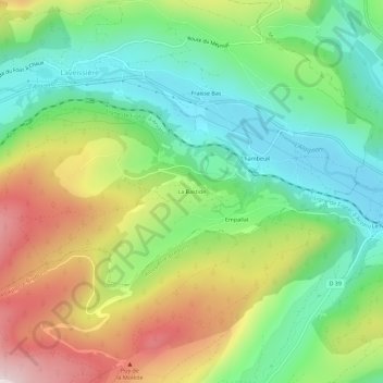 Mapa topográfico La Bastide, altitude, relevo