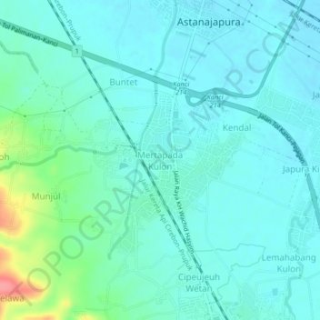 Mapa topográfico Mertapada Kulon, altitude, relevo