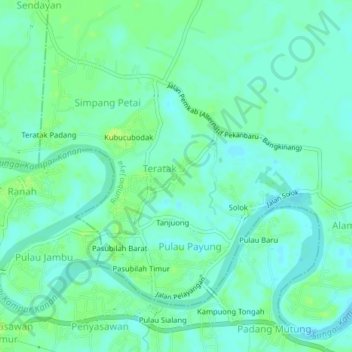 Mapa topográfico Sumpadang, altitude, relevo