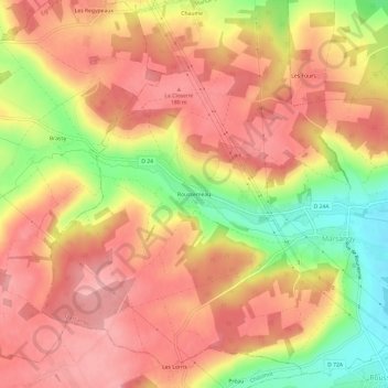Mapa topográfico Roussemeau, altitude, relevo