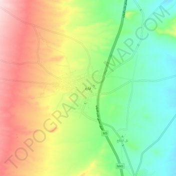 Mapa topográfico قارة, altitude, relevo