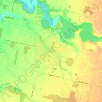 Mapa topográfico Parkhill, altitude, relevo
