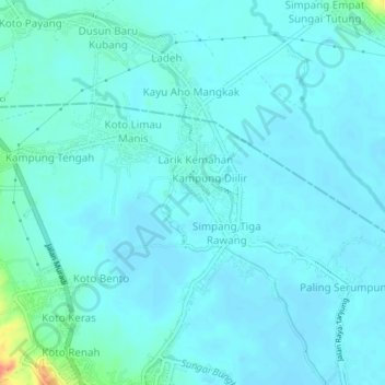Mapa topográfico Cempaka, altitude, relevo
