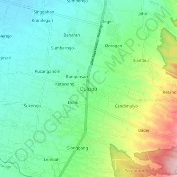 Mapa topográfico Dolopo, altitude, relevo