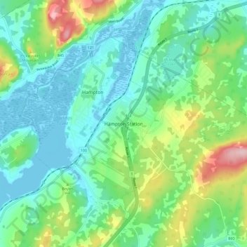 Mapa topográfico Hampton Station, altitude, relevo