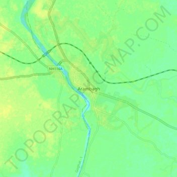 Mapa topográfico Arambagh, altitude, relevo
