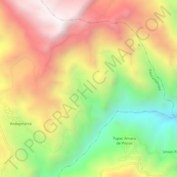 Mapa topográfico Provincia de Churcampa, altitude, relevo