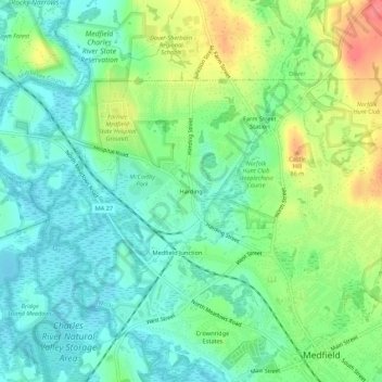 Mapa topográfico Harding, altitude, relevo