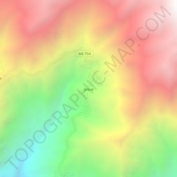 Mapa topográfico Jaque, altitude, relevo