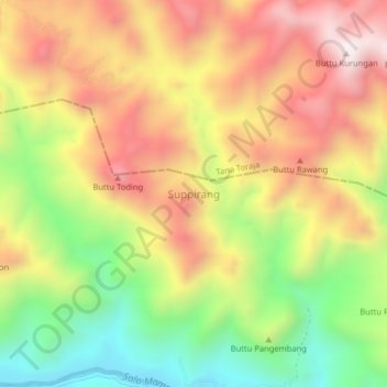 Mapa topográfico Suppirang, altitude, relevo