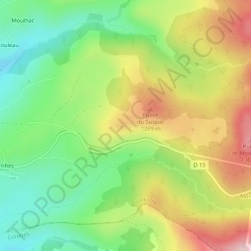 Mapa topográfico Le Suquet, altitude, relevo