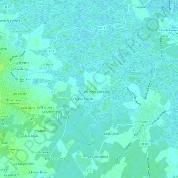 Mapa topográfico Arceau, altitude, relevo